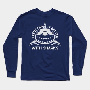 Better with Sharks (Mono) Long Sleeve T-Shirt